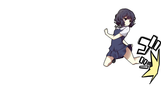 Girl blue dress running yellow free wallpaper for desktop - medium preview image