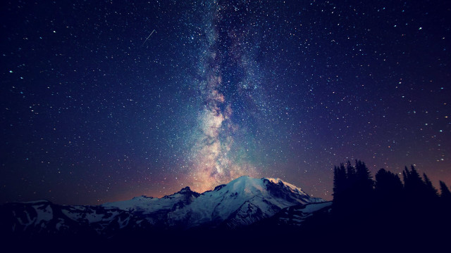 Night sky mountain stars bright free wallpaper for desktop - medium preview image