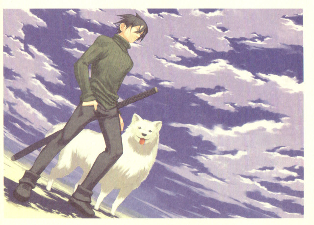 Man white dog beach clouds free wallpaper for desktop - medium preview image