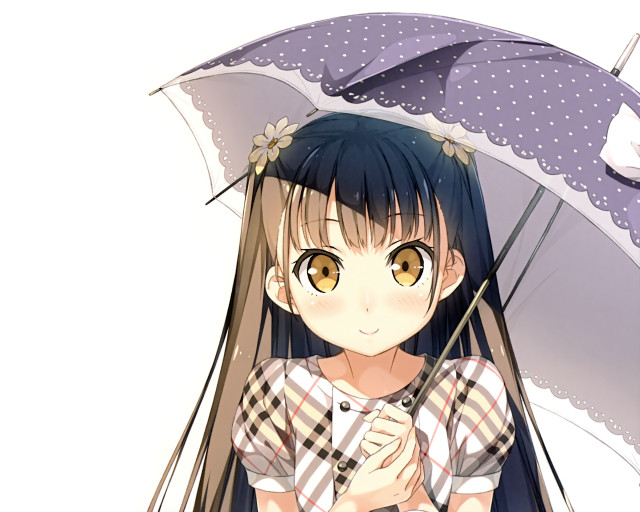 Girl long hair holding umbrella free wallpaper for desktop - medium preview image