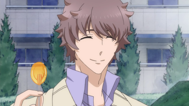 Man holding lollipop brick wall free wallpaper for desktop - medium preview image