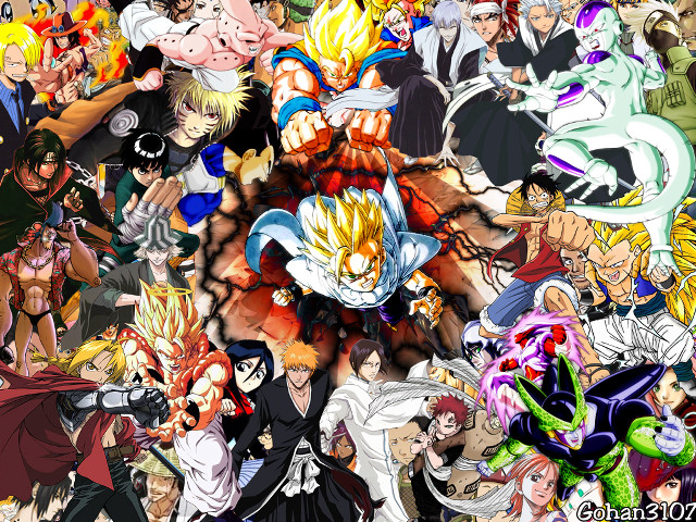 Anime collage characters grouped together free wallpaper for desktop - medium preview image