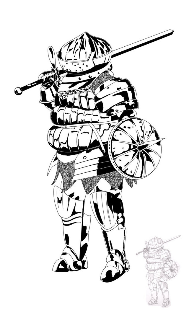 Drawing person armor sword helmet free wallpaper for mobile - medium preview image