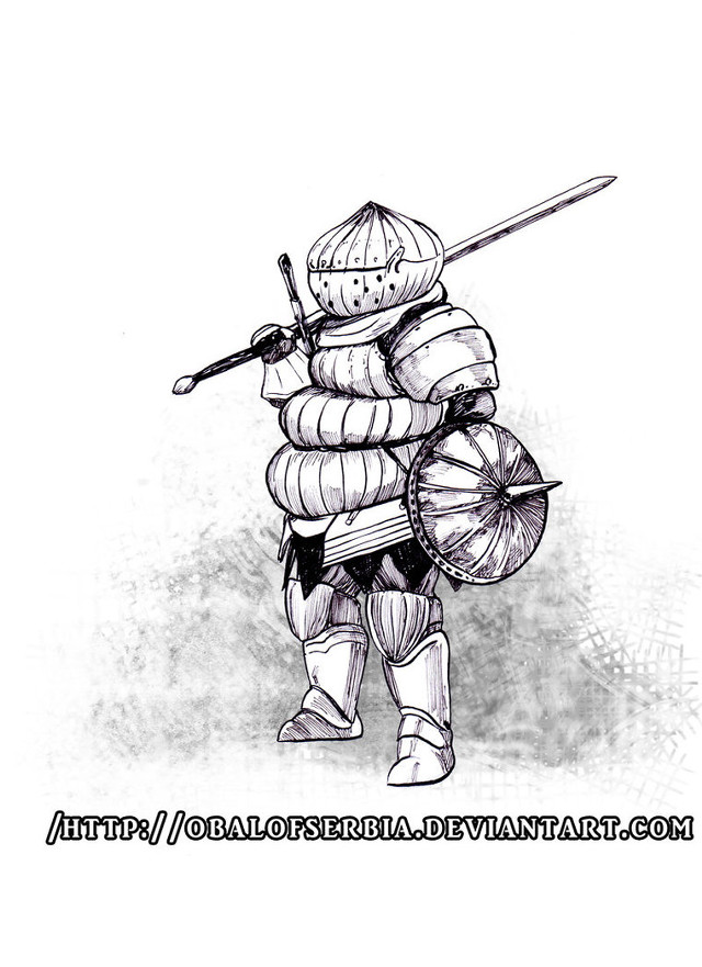 Man armor sword parasol drawing free wallpaper for mobile - medium preview image