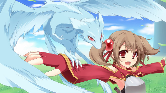 Woman red dress white dragon free wallpaper for desktop - medium preview image