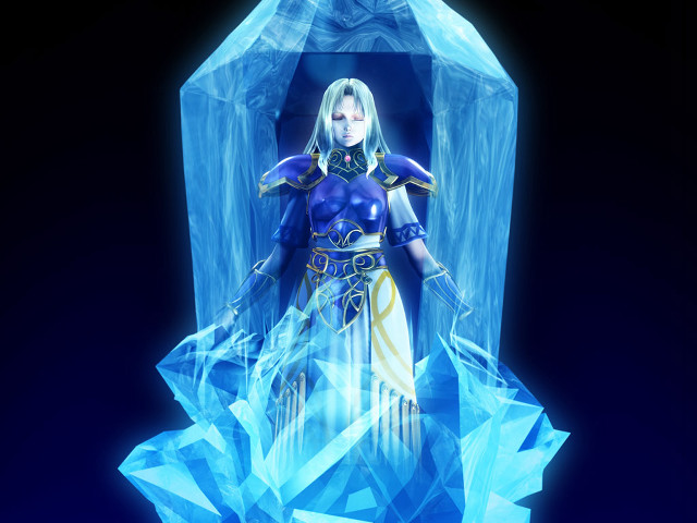 Woman blue outfit crystal block free wallpaper for desktop - medium preview image