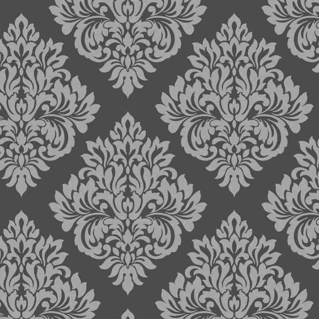 Gray white damask black flower free wallpaper for tablet - medium preview image