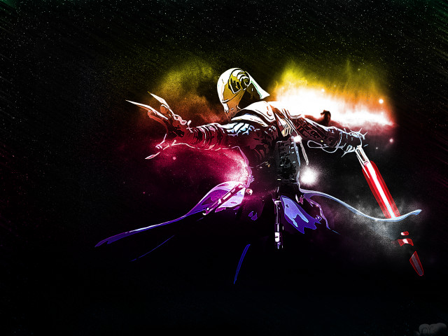 Man space suit sword glowing free wallpaper for desktop - medium preview image