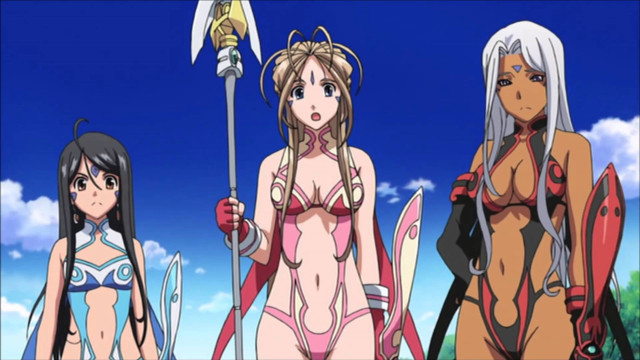 Anime girls swords bikinis blue free wallpaper for desktop - medium preview image