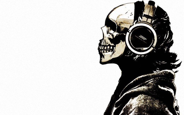 Skull headphones jacket black white free wallpaper for desktop - medium preview image
