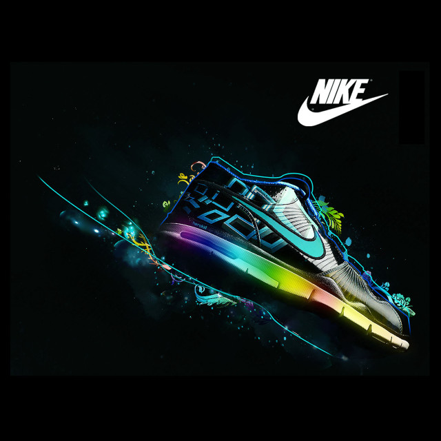 Nike shoe rainbow painted black free wallpaper for tablet - medium preview image