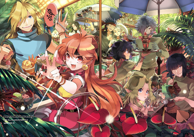 Anime girls forest umbrellas plants free wallpaper for desktop - medium preview image