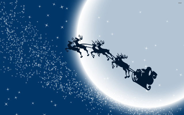 Santa claus sleigh flying sky free wallpaper for desktop - medium preview image