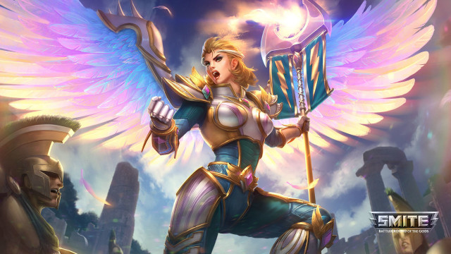 Woman winged sword shield warrior free wallpaper for desktop - medium preview image