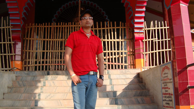 Man stairs building red fence free wallpaper for desktop - medium preview image