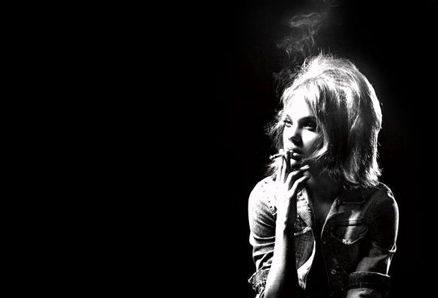 Woman smoking cigarette dark night #3 free wallpaper for desktop - medium preview image