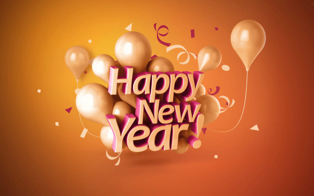 Happy new year balloons streamers free wallpaper for desktop - medium preview image