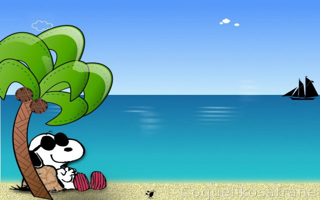 Cartoon dog palm tree beach #2 free wallpaper for desktop - medium preview image