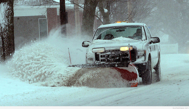 Snow plow driving snowy street free wallpaper for desktop - medium preview image