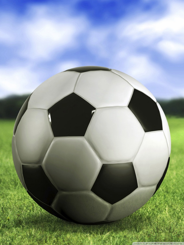Soccer ball green field blue free wallpaper for mobile - medium preview image