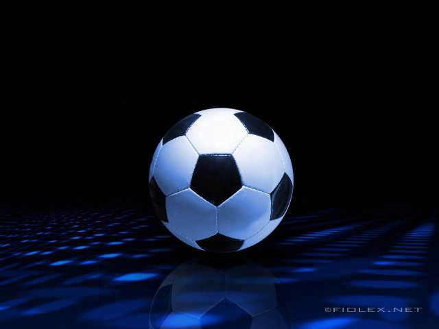 Soccer ball blue lights dark free wallpaper for desktop - medium preview image