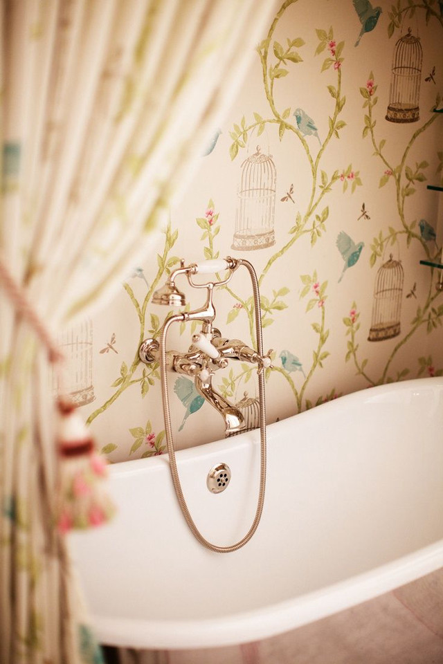 Bathroom birdcage wallpaper claw foot free wallpaper for mobile - medium preview image
