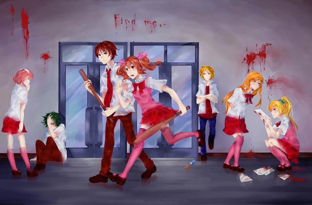 Costume party umbrellas blood walls free wallpaper for desktop - medium preview image