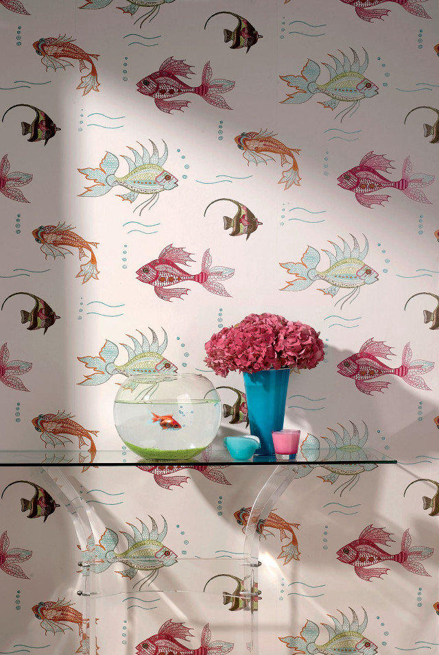 Vase flowers glasstable fishwallpaper baroque free wallpaper for mobile - medium preview image