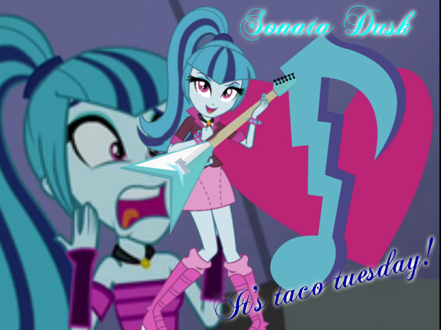 Cartoon girl guitar music note free wallpaper for desktop - medium preview image