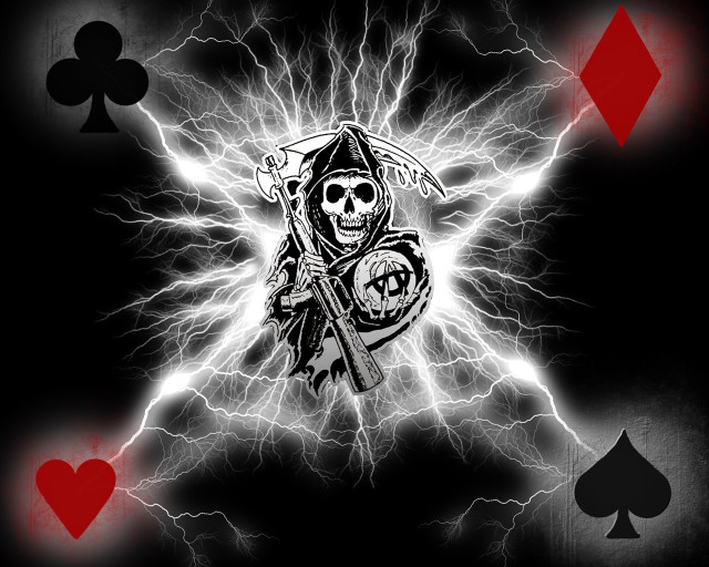 Skull sculler flag spade card free wallpaper for desktop - medium preview image