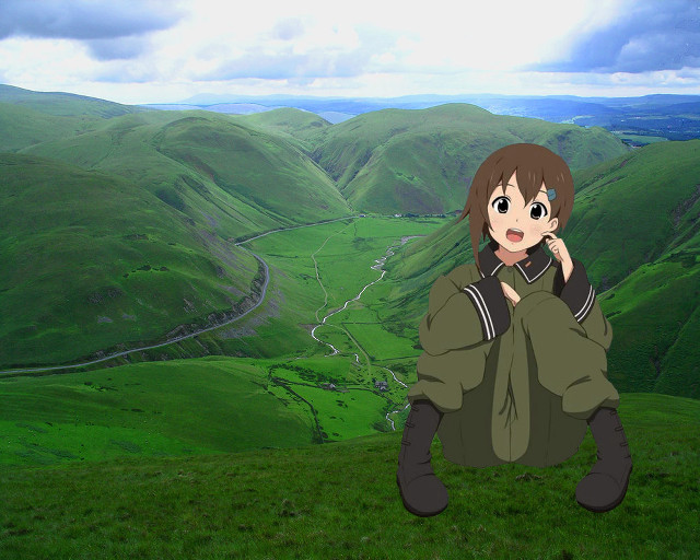 Woman hill green valley river free wallpaper for desktop - medium preview image