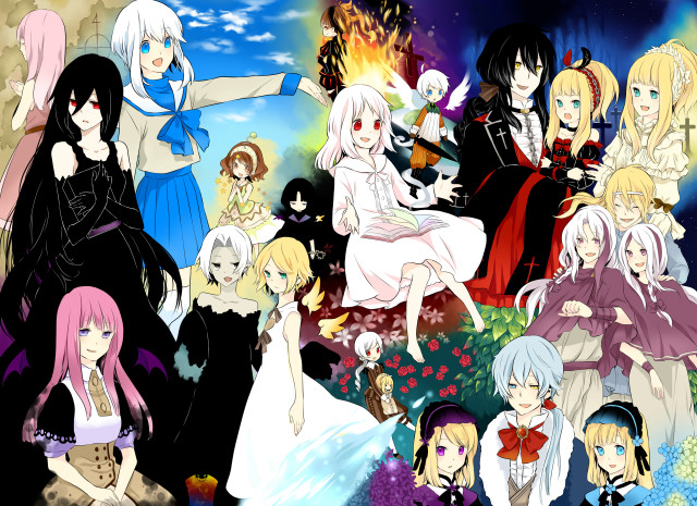 Anime characters colorful hair clothes #2 free wallpaper for desktop - medium preview image