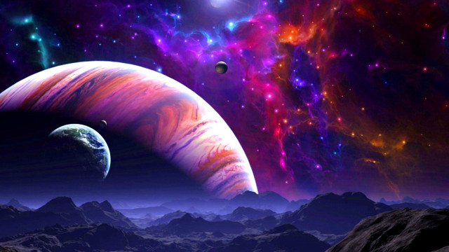 Colorful space scene planets stars #2 free wallpaper for desktop - medium preview image