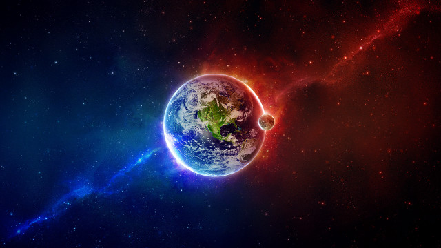 Planet space blue red background #5 free wallpaper for desktop - medium preview image