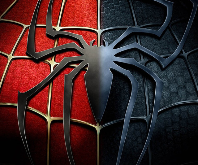 Spider man logo red black free wallpaper for desktop - medium preview image