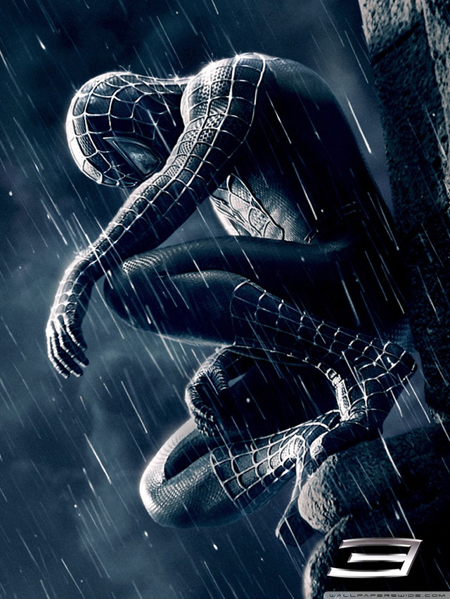 Spiderman ledge rain heroic bridge free wallpaper for mobile - medium preview image