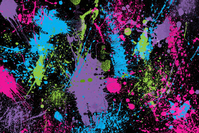 Colorful paint splatters black background free wallpaper for desktop - medium preview image