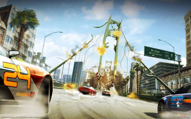 Car driving street tall building free wallpaper for desktop - medium preview image