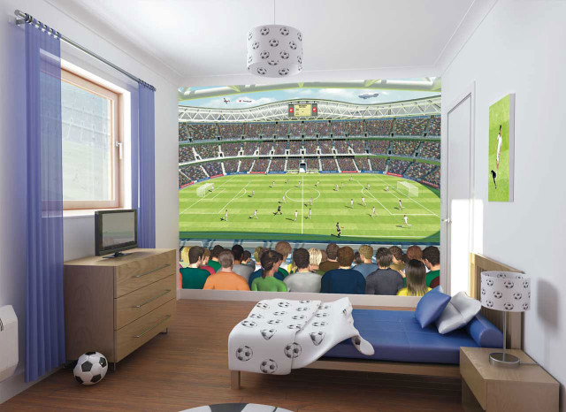 Soccer themed bedroom wallpaper mural free wallpaper for desktop - medium preview image