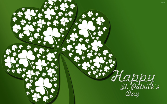Green shamrock white shamrocks happy free wallpaper for desktop - medium preview image