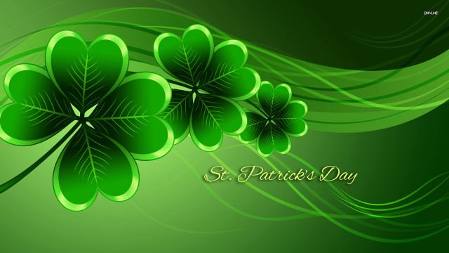 Green leaves stpatricksday gold folkart free wallpaper for desktop - medium preview image