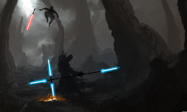 Star wars lightsaber forest cinematic free wallpaper for desktop - medium preview image