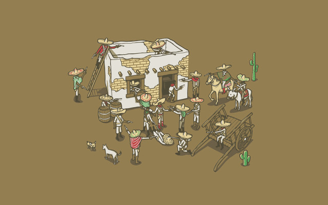 Small house people horse wagon free wallpaper for desktop - medium preview image