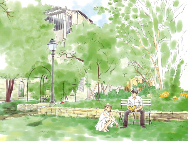 Man woman bench park tree #3 free wallpaper for desktop - medium preview image