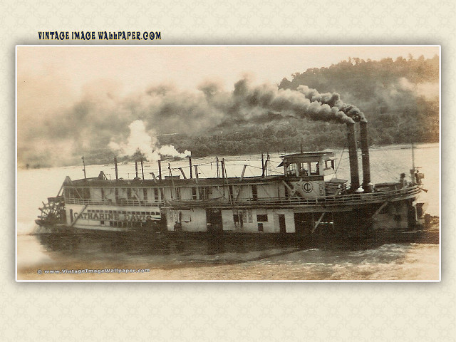 Steamboat smoke stacks water dock free wallpaper for desktop - medium preview image