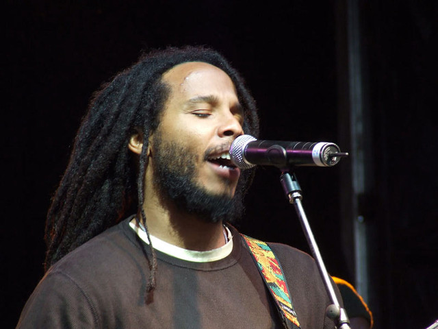 Man dreadlocks singing microphone stage free wallpaper for desktop - medium preview image