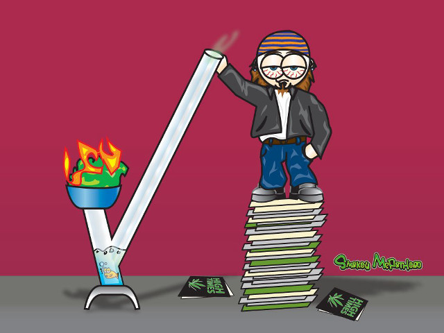 Cartoon person standing stack books free wallpaper for desktop - medium preview image