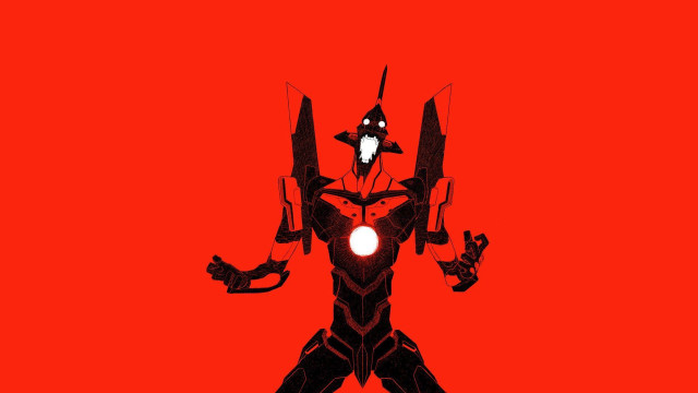 Stylized robot red background black #2 free wallpaper for desktop - medium preview image