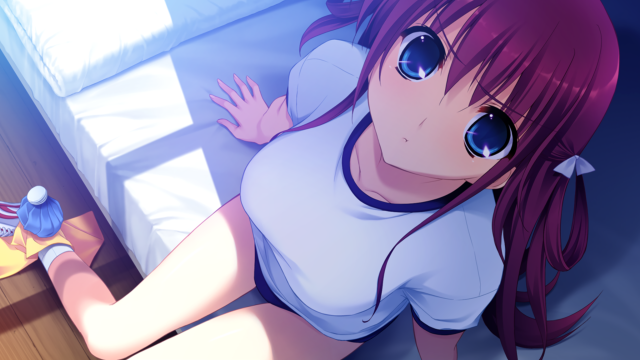 Girl laying bed blue eyeball free wallpaper for desktop - medium preview image