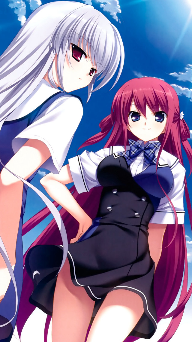 Anime girls sunny day blue free wallpaper for mobile - medium preview image